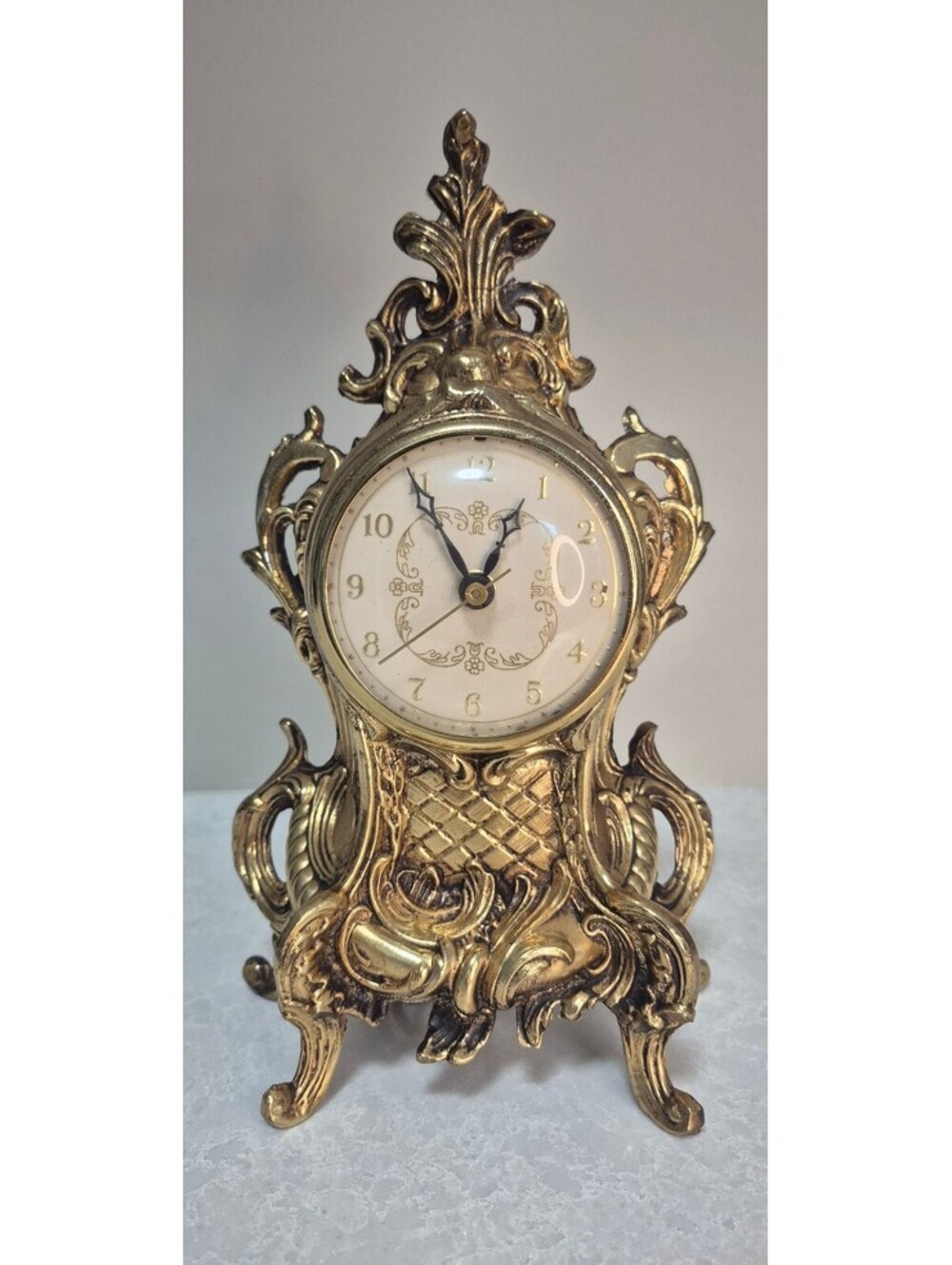 Vintage 10.5" Hollywood Regency Gold Electric Mantel Clock